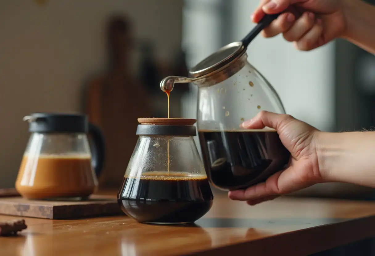 Pouring coffee