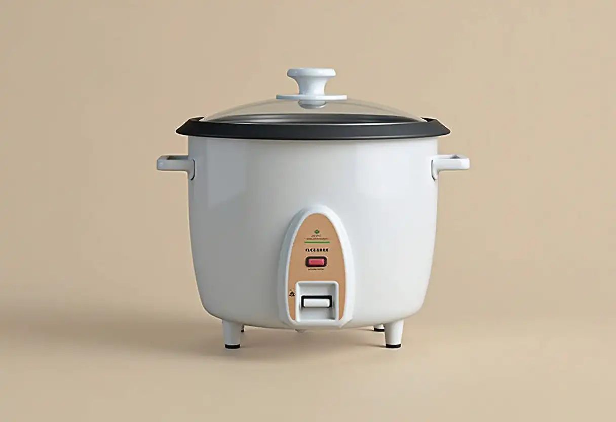 Rice cooker in white on a beige background